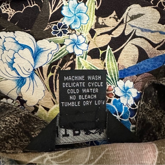 Citron Santa Monica Silk Blouse Shirt Top in Floral Print Size Large - Picture 9 of 11